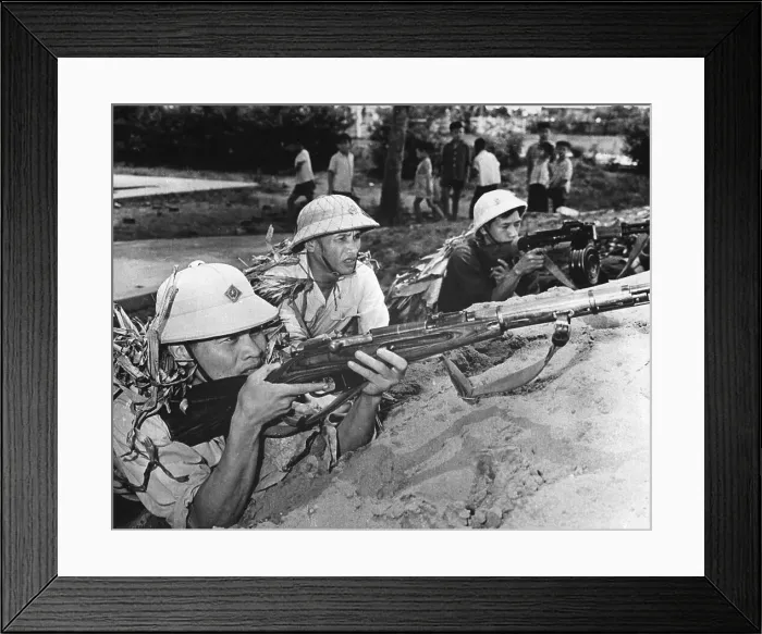 Framed Print : Men Aiming Rifles W / Children Behind Framed Print : Men Aiming Rifles W / Children Behind