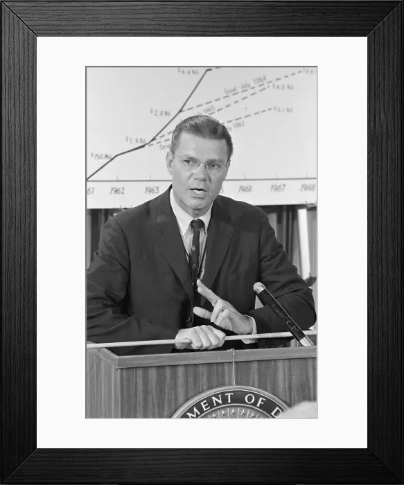 Framed Print : Robert McNamara Speaking at News Conference Framed Print : Robert McNamara Speaking at News Conference