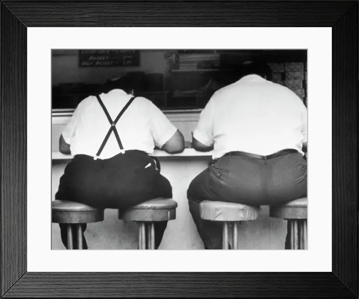 Framed Print : Two Obese Men in a Diner