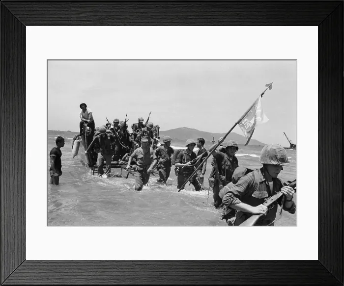 Framed Print : American Marines Wading Ashore Framed Print : American Marines Wading Ashore
