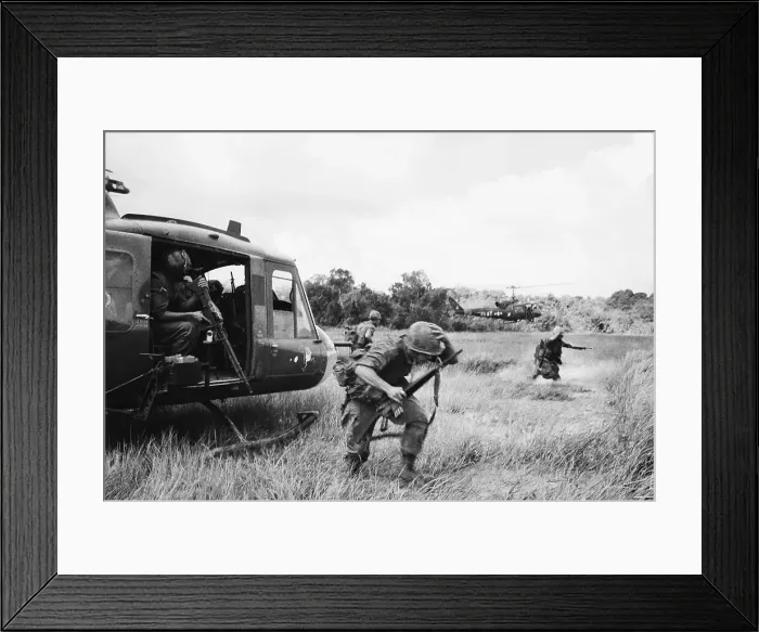 Framed Print : Soldiers Climbing Out Of Helicopter Framed Print : Soldiers Climbing Out Of Helicopter