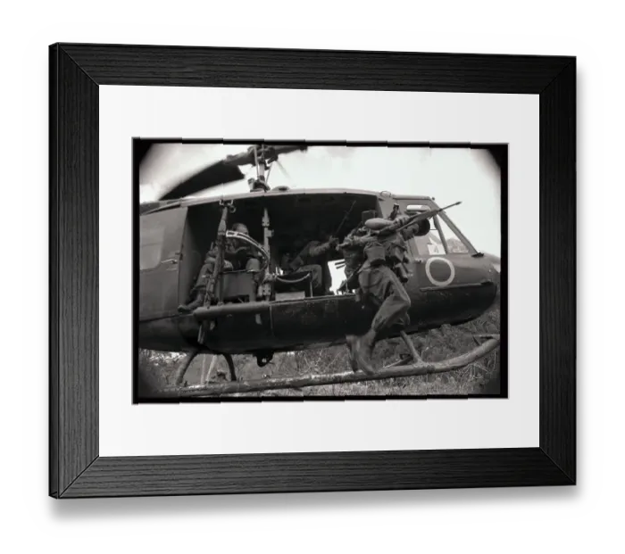Framed Print : US Troops Jumping off Helicopter and into Battle Framed Print : US Troops Jumping off Helicopter and into Battle