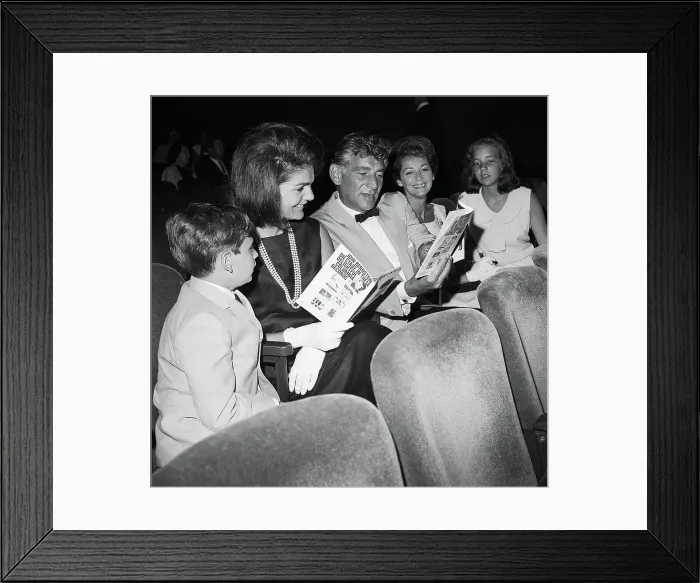 Framed Print : Leonard Bernstein with wife and Jackie Kennedy Framed Print : Leonard Bernstein with wife and Jackie Kennedy