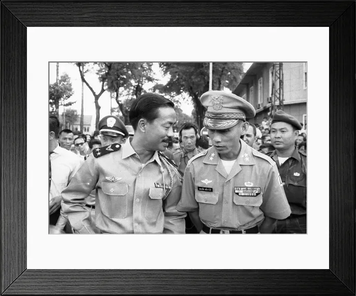 Framed Print : Nguyen Cao Ky Walking with Nguyen Hiu Co Framed Print : Nguyen Cao Ky Walking with Nguyen Hiu Co