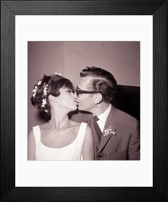 Framed Print : Rita Moreno Kisses New Husband Framed Print : Rita Moreno Kisses New Husband