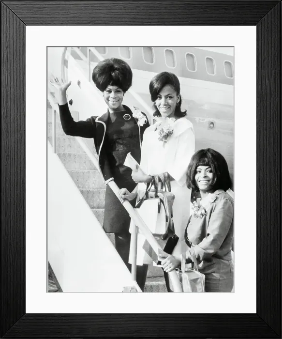Framed Print : The Marvelettes Waving from Airplane Steps Framed Print : The Marvelettes Waving from Airplane Steps