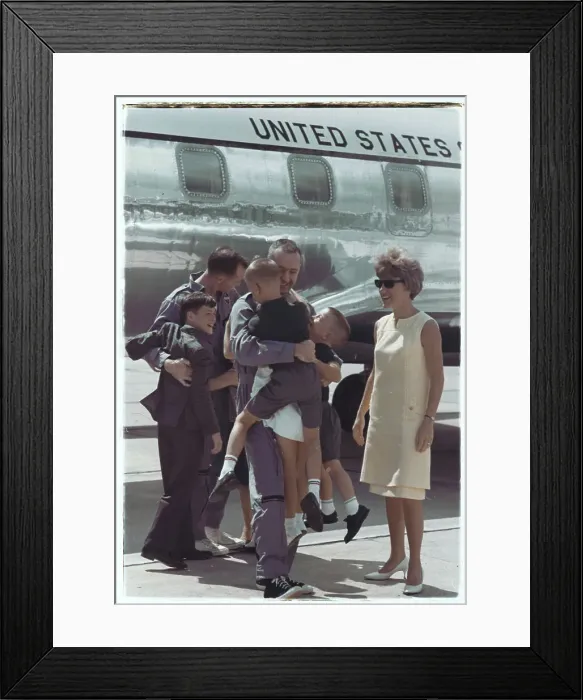 Framed Print : Astronauts Reunited with Family Framed Print : Astronauts Reunited with Family