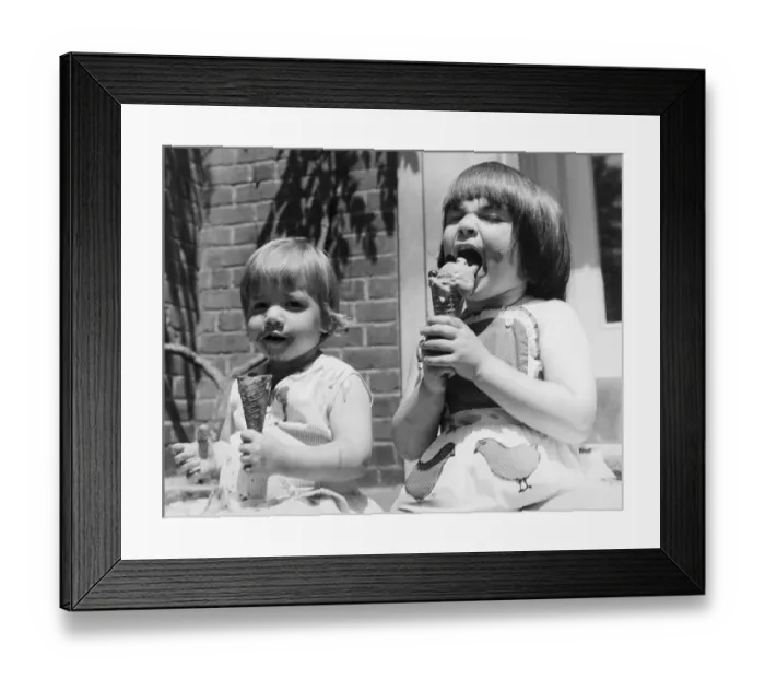 Framed Print : Two Girls Eating Ice Cream Cones Framed Print : Two Girls Eating Ice Cream Cones
