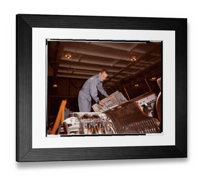 Framed Print : Edward White Inspecting the Gemini IV Capsule Framed Print : Edward White Inspecting the Gemini IV Capsule