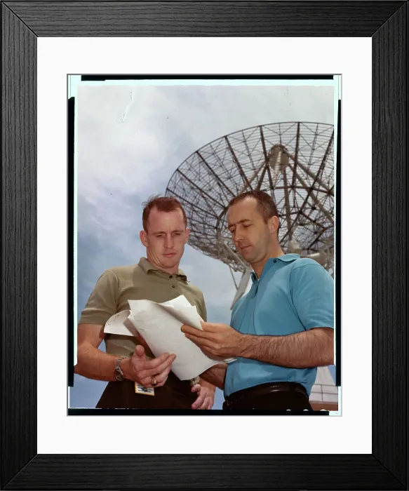 Framed Print : Edward White and James McDivitt Looking at Documents