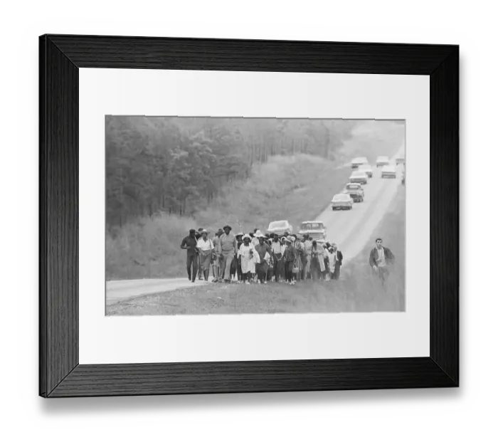 Framed Print : Civil Rights Marchers On Highway Framed Print : Civil Rights Marchers On Highway