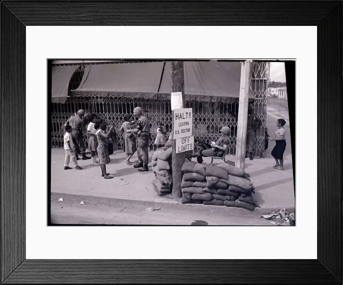 Framed Print : American GIs Guard Entry to U.S. Sector Framed Print : American GIs Guard Entry to U.S. Sector