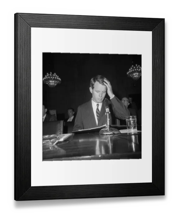 Framed Print : Robert F. Kennedy Pausing During Gun Control Hearing Framed Print : Robert F. Kennedy Pausing During Gun Control Hearing