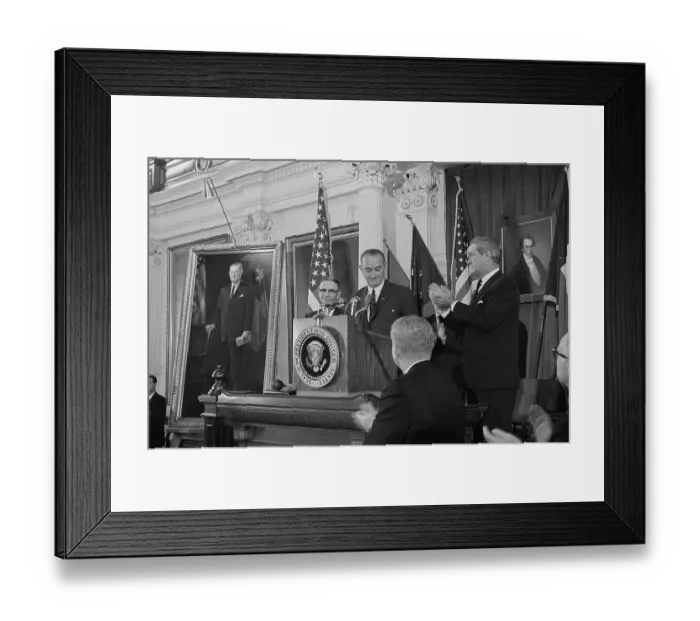 Framed Print : Lyndon Johnson Being Applauded