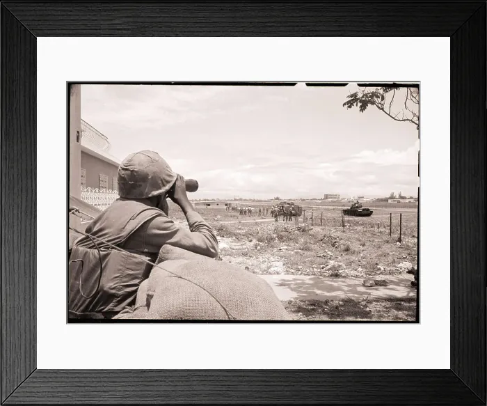 Framed Print : U.S. Marine Keeps Lookout with Binoculars Framed Print : U.S. Marine Keeps Lookout with Binoculars