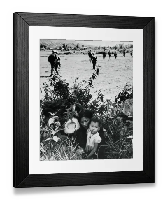 Framed Print : Mother and Son Hiding in Bushes Framed Print : Mother and Son Hiding in Bushes