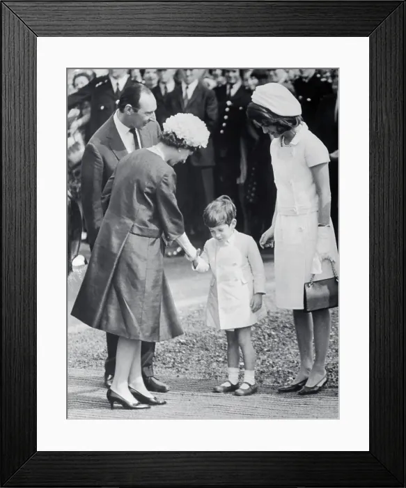 Framed Print : Queen Elizabeth II Shaking Hands with JFK Jr Framed Print : Queen Elizabeth II Shaking Hands with JFK Jr