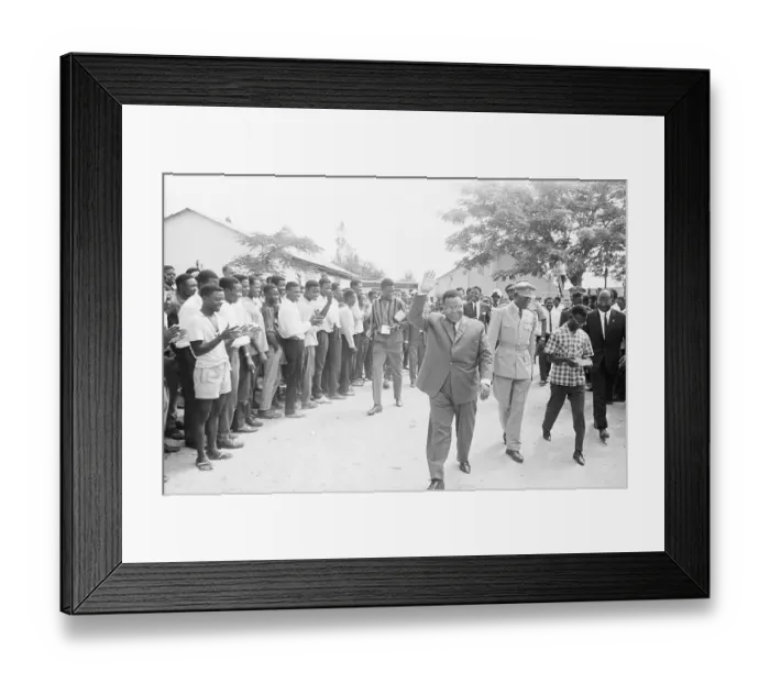Framed Print : Pres. Joseph Kasavubu Walking & Waving Framed Print : Pres. Joseph Kasavubu Walking & Waving