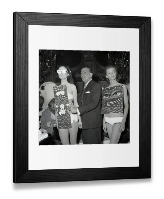 Framed Print : Salvador Dali with Models Wearing His Bathing Suit Designs Framed Print : Salvador Dali with Models Wearing His Bathing Suit Designs