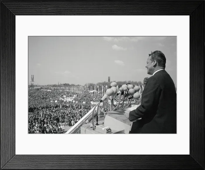 Framed Print : Willy Brandt Addressing Rally