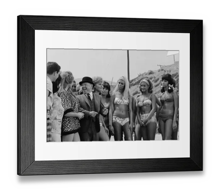 Framed Print : Mickey Rooney Posing with Women in Bikini's Framed Print : Mickey Rooney Posing with Women in Bikini's