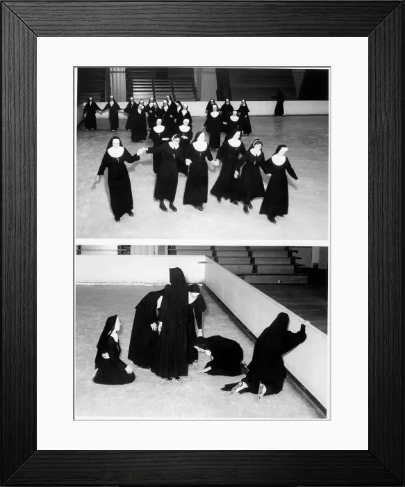 Framed Print : Ice Skating Nuns Framed Print : Ice Skating Nuns