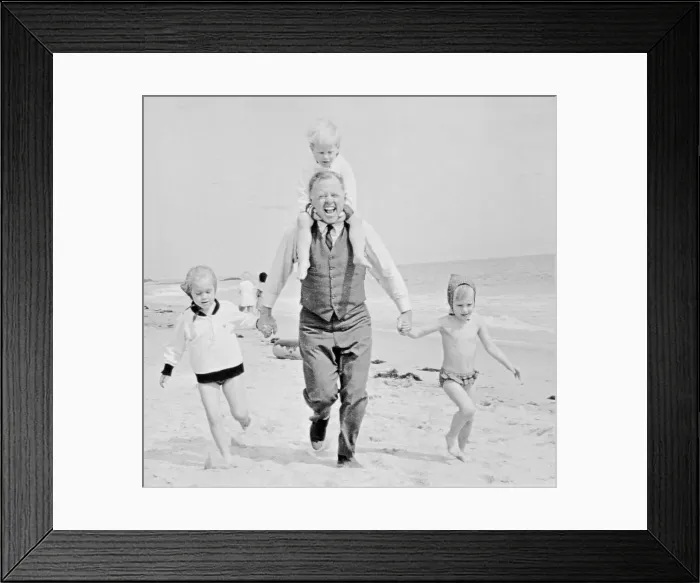 Framed Print : Mickey Rooney with Children at the Beach Framed Print : Mickey Rooney with Children at the Beach
