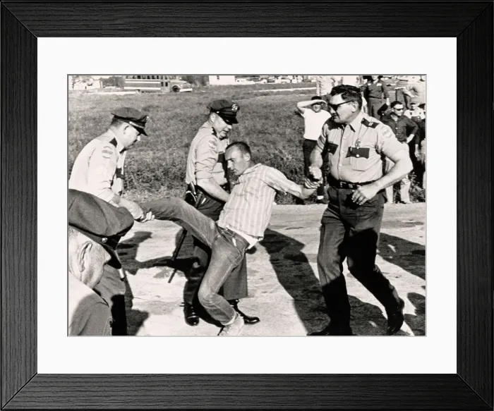 Framed Print : State Troopers Dragging Union Picket From Road Framed Print : State Troopers Dragging Union Picket From Road
