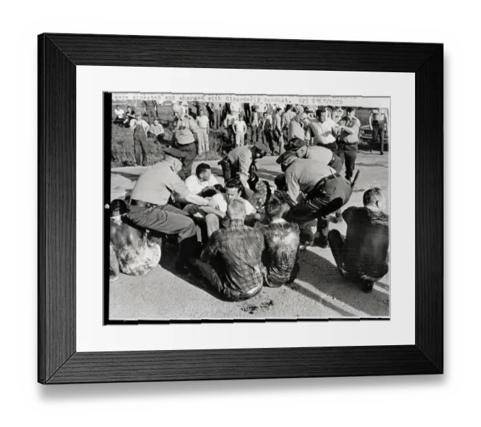 Framed Print : Police Grabbing Oil-Covered Picketers Framed Print : Police Grabbing Oil-Covered Picketers