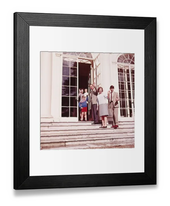 Framed Print : British Royal Family Waving from Steps Framed Print : British Royal Family Waving from Steps