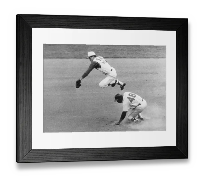 Framed Print : Pete Rose Attempting to Tag Base Runner Framed Print : Pete Rose Attempting to Tag Base Runner