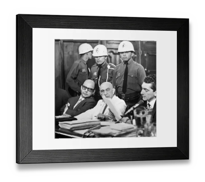 Framed Print : Man Reads Charges Against Marcos Perez Jimenez Framed Print : Man Reads Charges Against Marcos Perez Jimenez