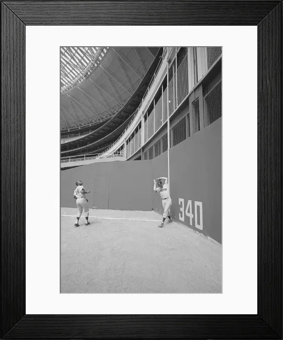 Framed Print : Baseball Action Against Stadium Wall at Houston Astrodome Framed Print : Baseball Action Against Stadium Wall at Houston Astrodome