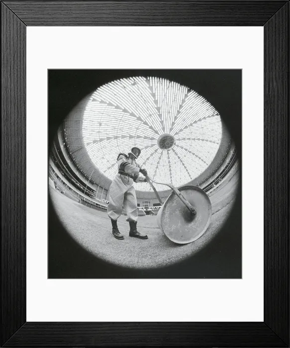 Framed Print : Fisheye View of a Groundkeeper Working Framed Print : Fisheye View of a Groundkeeper Working