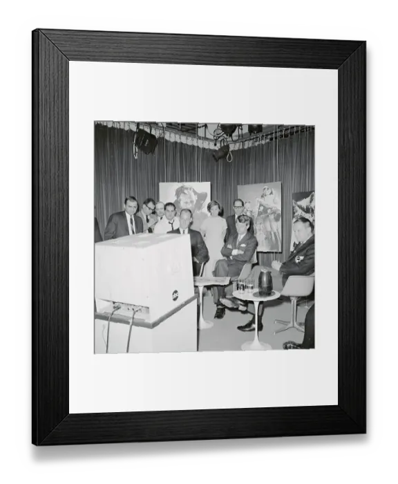 Framed Print : Robert F. Kennedy and Friends Watching Sports Program
