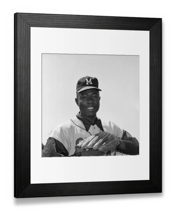 Framed Print : Hank Aaron Wearing Glove Framed Print : Hank Aaron Wearing Glove