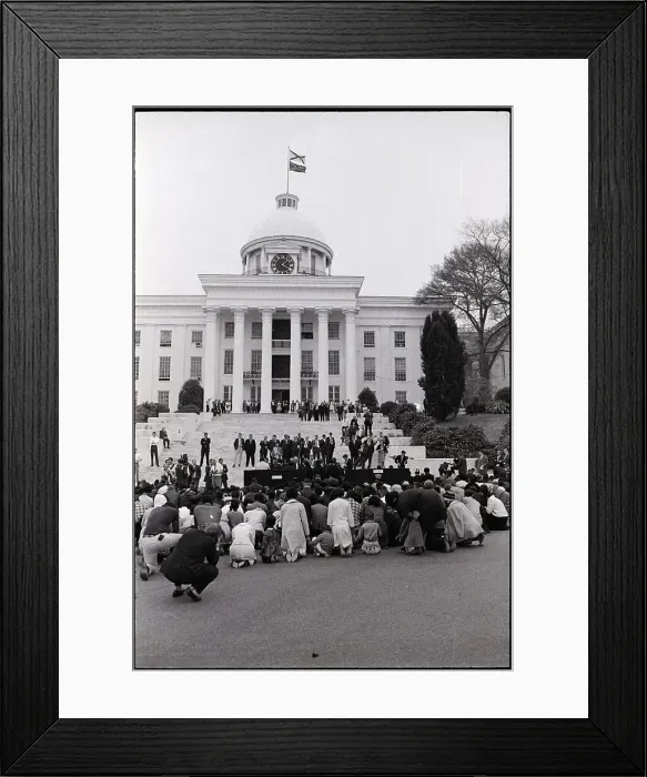 Framed Print : Civil Rights Protesters Kneel At Caskets Framed Print : Civil Rights Protesters Kneel At Caskets