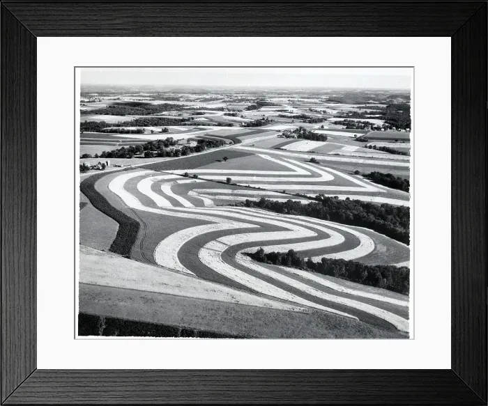 Framed Print : Landscape of Rolling, Striped Fields Framed Print : Landscape of Rolling, Striped Fields