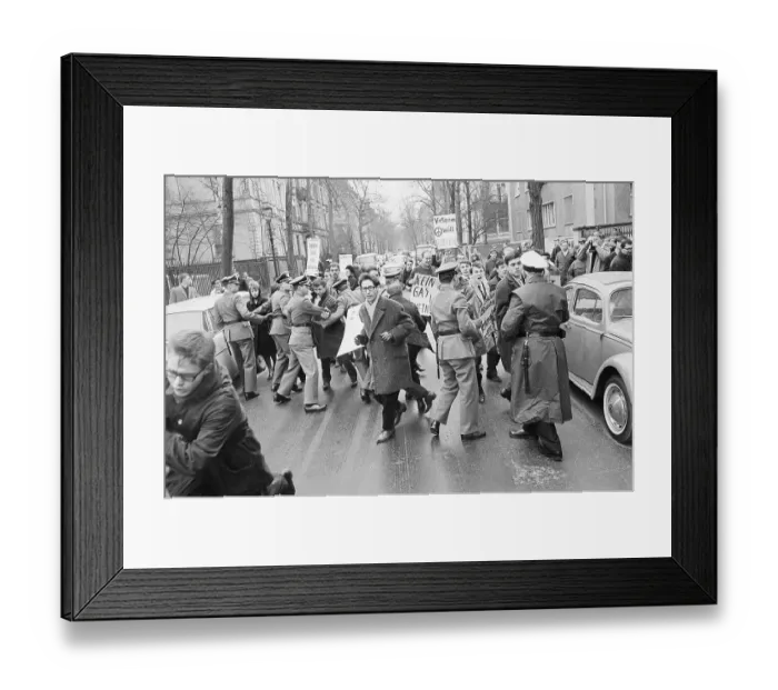 Framed Print : Police Hold Back Crowd of Protesters Framed Print : Police Hold Back Crowd of Protesters