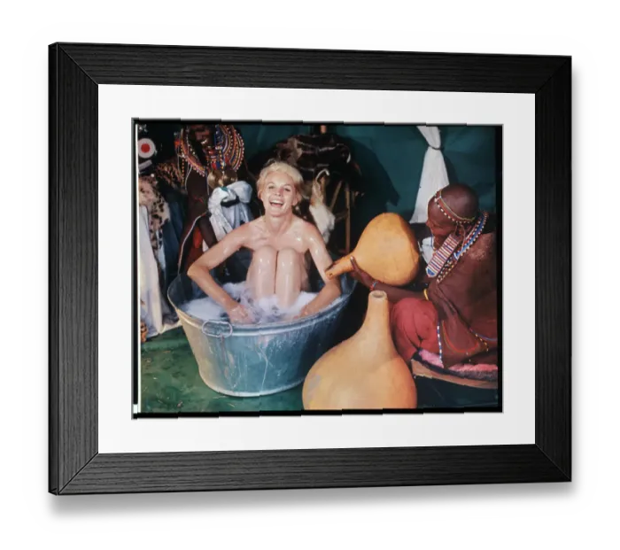 Framed Print : Masai Tribeswoman Helping Carroll Baker with Bath Framed Print : Masai Tribeswoman Helping Carroll Baker with Bath