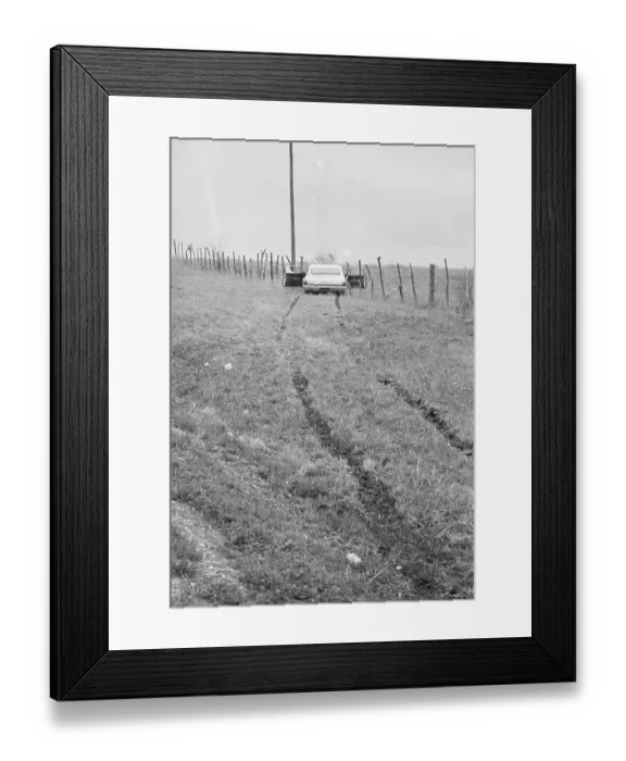 Framed Print : Abandoned Car Sitting in Field Framed Print : Abandoned Car Sitting in Field