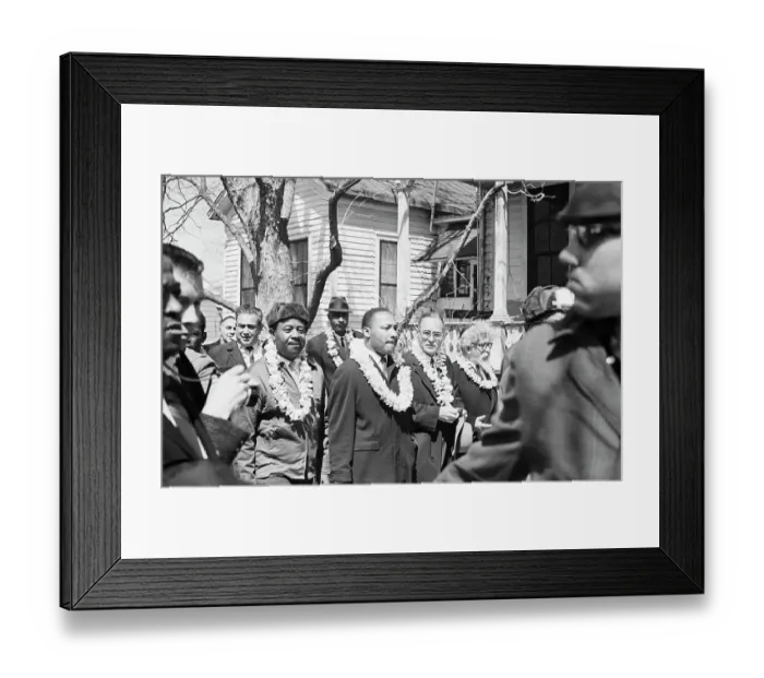 Framed Print : Civil Rights Leaders Marching with Leis Framed Print : Civil Rights Leaders Marching with Leis