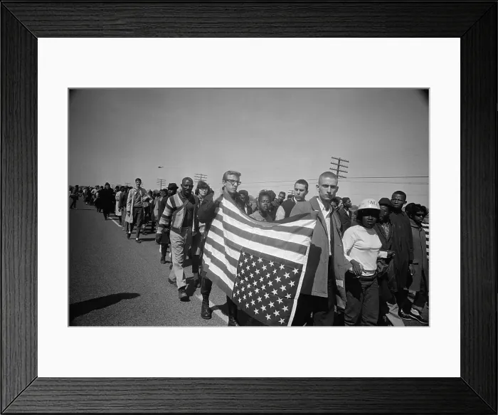 Framed Print : Marchers Carrying Flag Upside Down Framed Print : Marchers Carrying Flag Upside Down