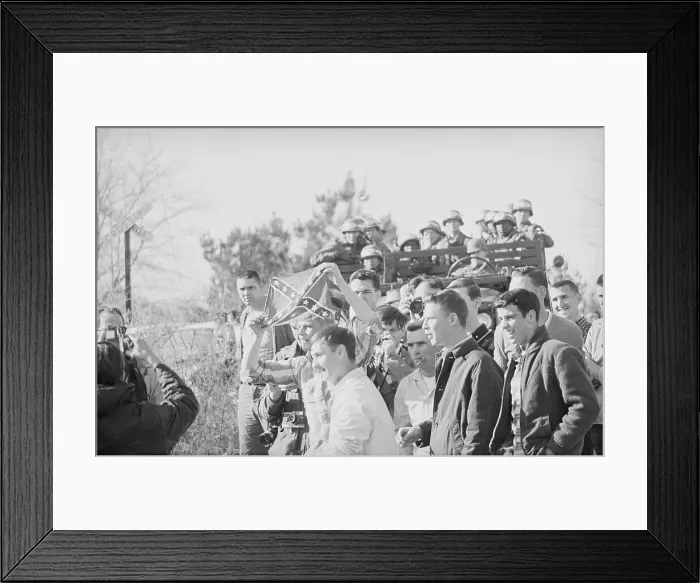 Framed Print : Youths Taunting Marchers with Confederate Flag Framed Print : Youths Taunting Marchers with Confederate Flag