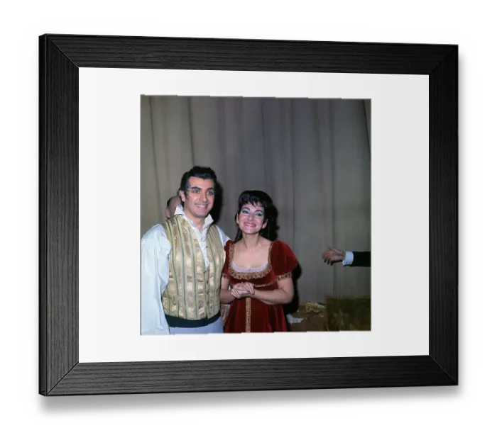 Framed Print : Maria Callas with Costar After Performing in Tosca