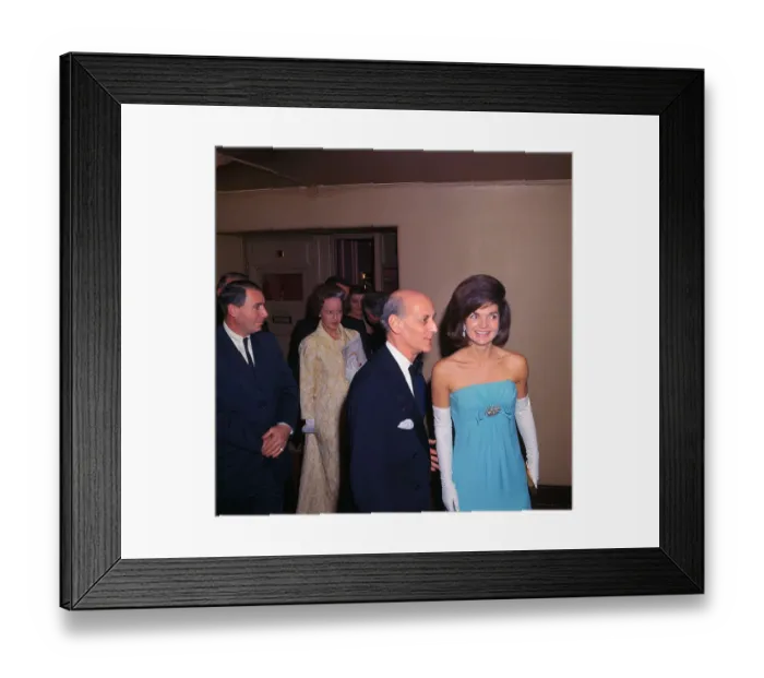Framed Print : Jacqueline Kennedy Attending Opera in Powder Blue Evening Dress Framed Print : Jacqueline Kennedy Attending Opera in Powder Blue Evening Dress