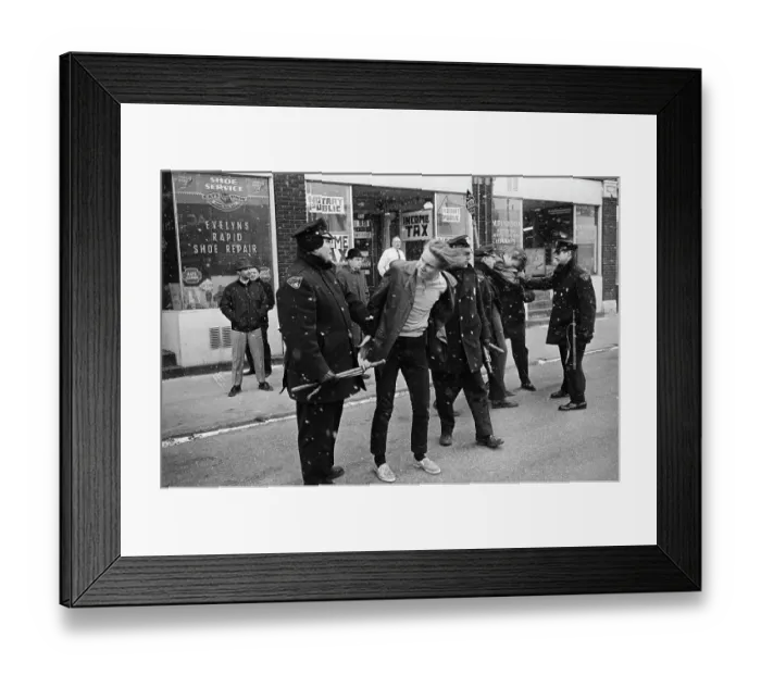 Framed Print : Police Subdue White Students Framed Print : Police Subdue White Students