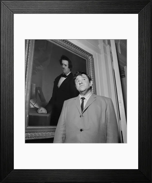 Framed Print : Comedian Buddy Hackett Posing by Portrait of Mayor Robert Morris Framed Print : Comedian Buddy Hackett Posing by Portrait of Mayor Robert Morris