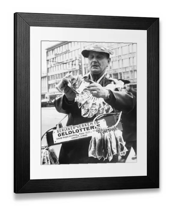 Framed Print : German Vendor Selling Lottery Tickets Framed Print : German Vendor Selling Lottery Tickets