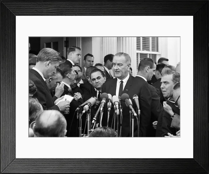 Framed Print : President Johnson and Governor Wallace in Press Conference Framed Print : President Johnson and Governor Wallace in Press Conference